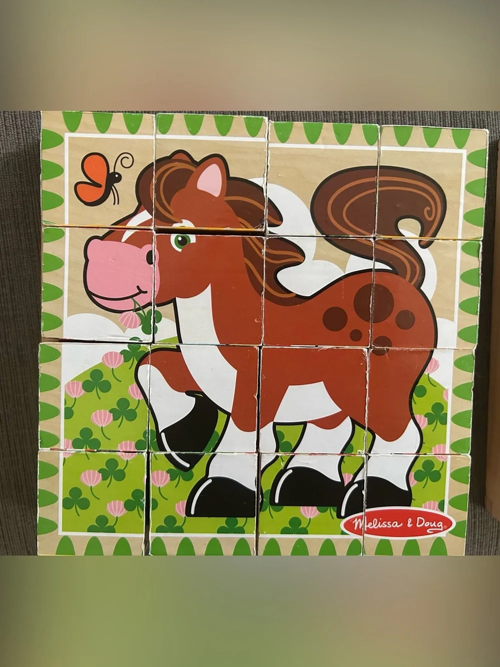 Melissa & Doug Wooden Cube Puzzle Farm Animals 6-in-1 16 Blocks